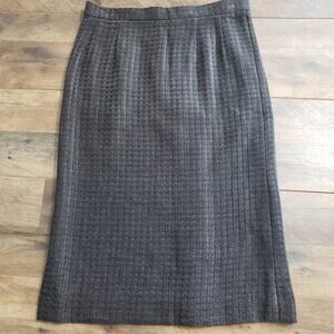 Carlisle Gray Textured Waffle Knit Career Midi Pencil Skirt Size 12